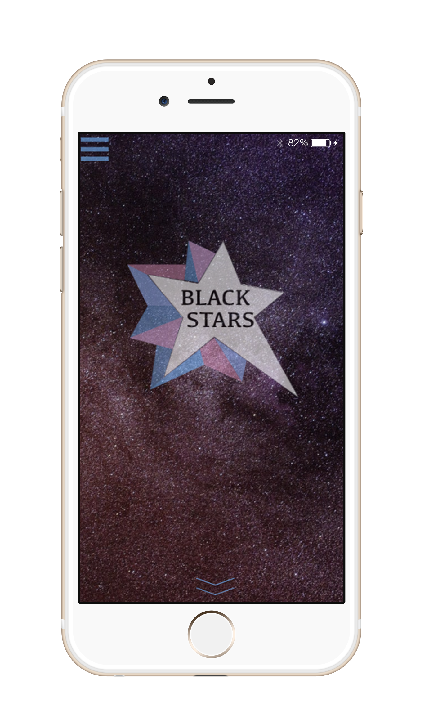 iphone mockup of blackstars web project, mockup d'un iphone représentant le projet blackstars 